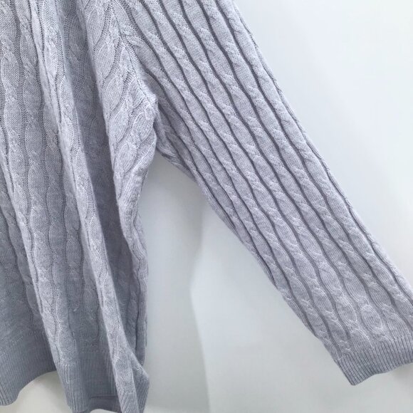 Women's 2X Gray Cable Knit Sweater Lightweight Long Sleeve Round Wide Neckline - Picture 5 of 10